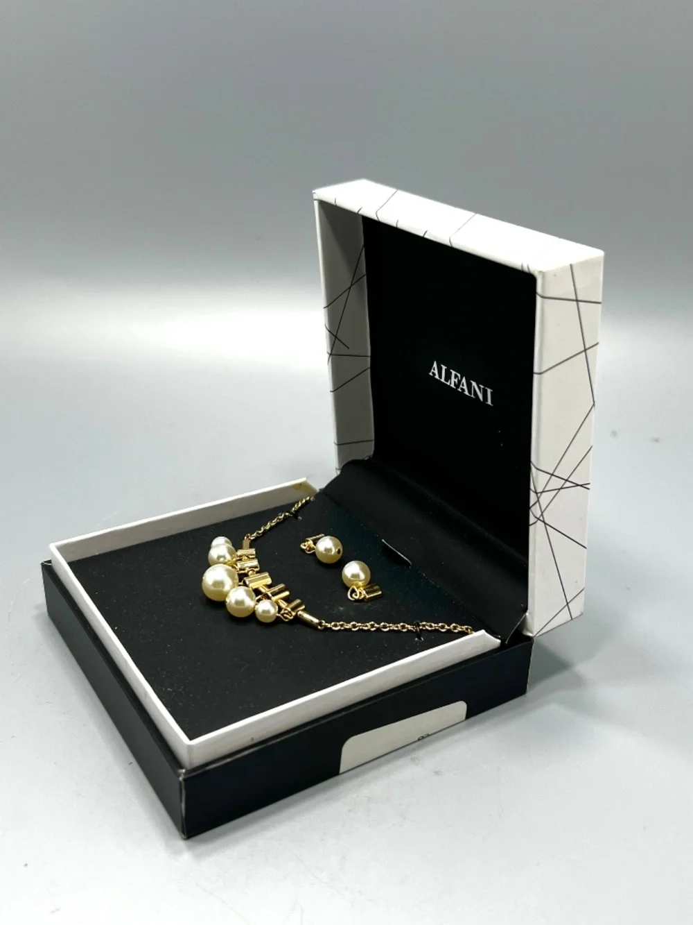 Alfani Gold-Tone Tube Imitation Pearl Statement Necklace & Drop Earrings Set